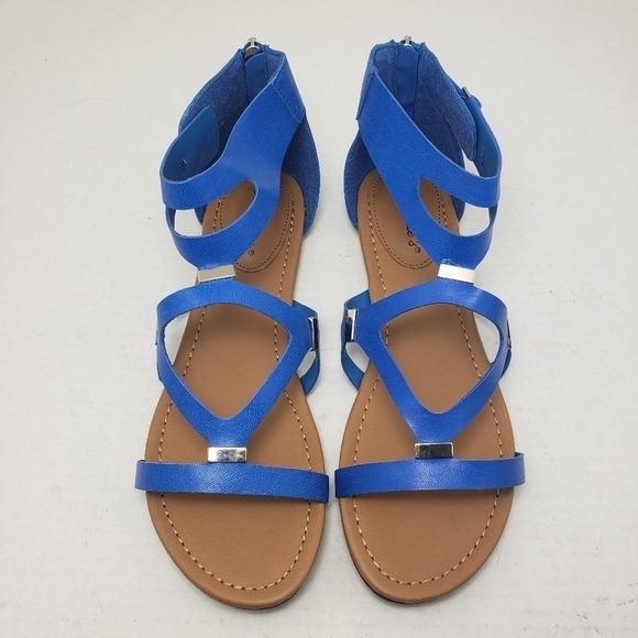 Breckelles Blue Open Toe Slip-On Zip Sandals Sz 8 - Picture 4 of 10